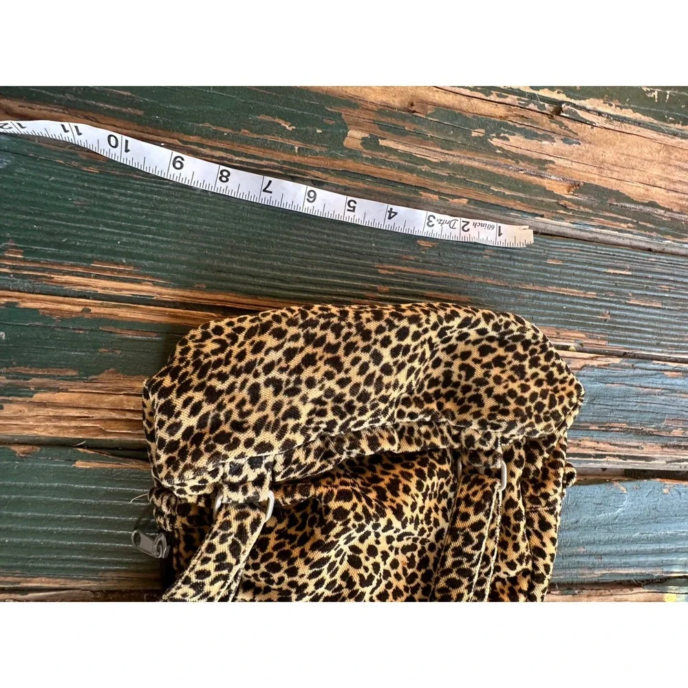 Leopard Print Mini Backpack Animal Pattern Small Daypack Brown